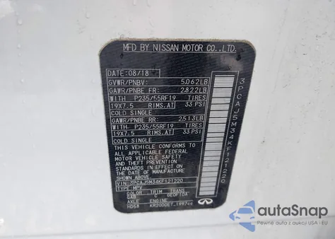 2019 Infiniti Qx50 Essential z USA, uszkodzony, nr VIN 3PCAJ5M34KF121220